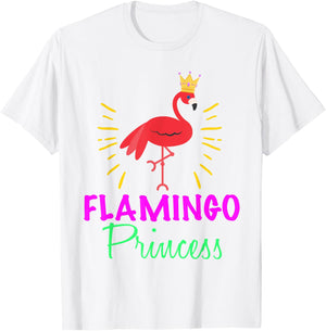 Flamingo Princess With Crown Wading Bird Lover Novelty Shirt T-Shirt - T-Shirt | White