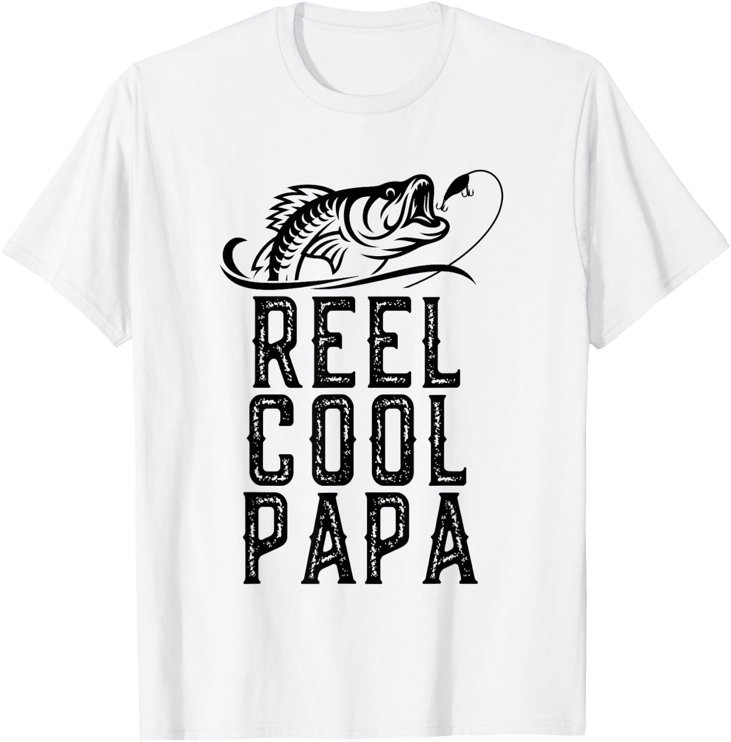 Reel Cool Papa Fishing Fisherman Funny Grandpa Retro T-Shirt - T-Shirt | White