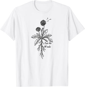 Eat the Weeds forager dandelion illustrated T-Shirt - T-Shirt | White