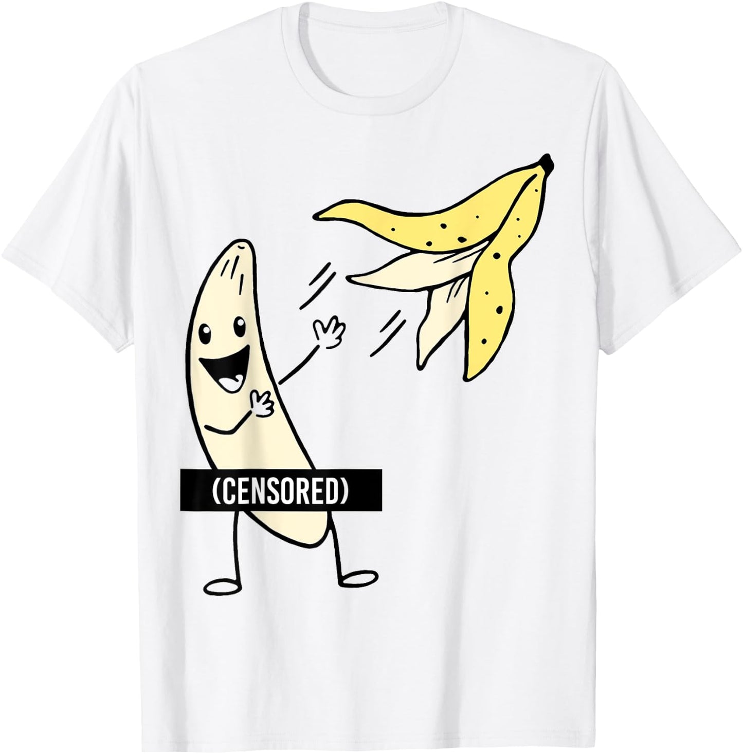 Censored Banana Throwing Off His Peel T-Shirt - T-Shirt | White