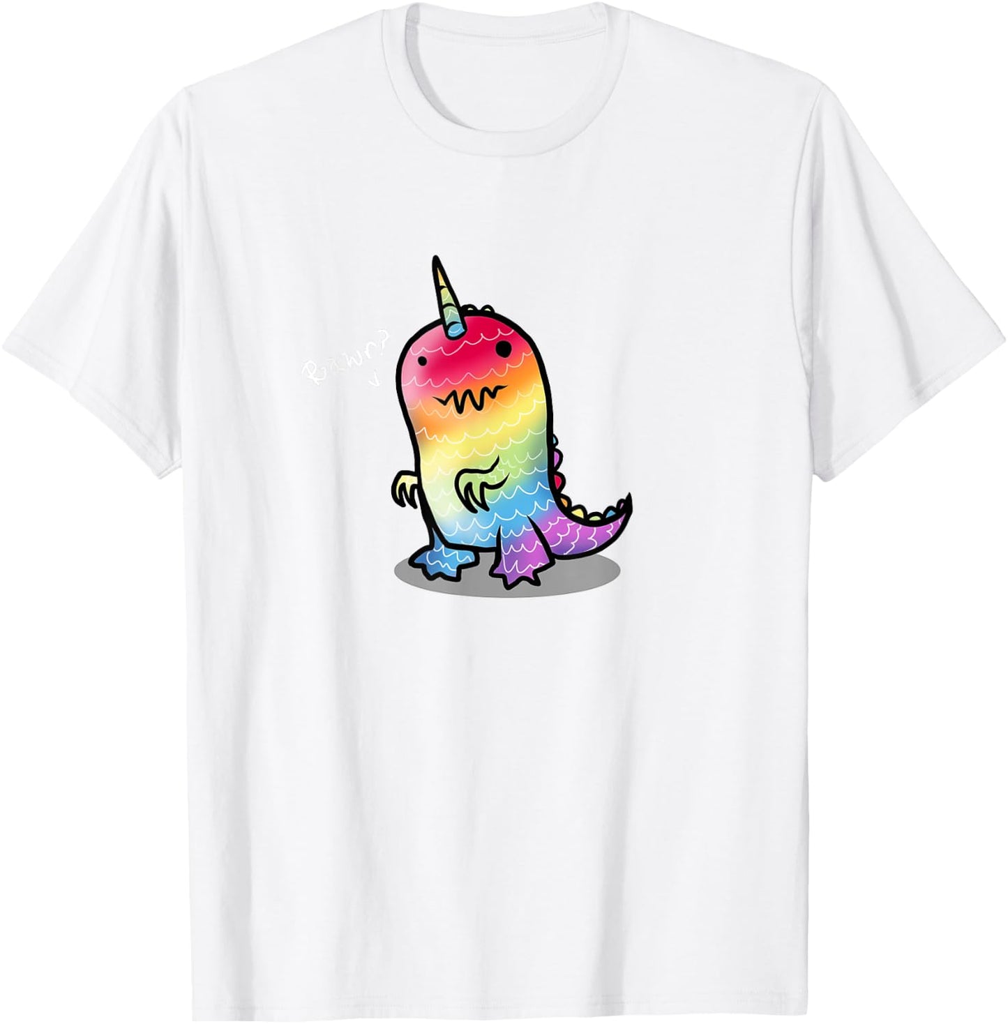 RAWR! | Cute Rainbow Dinosaur Unicorn Shirt T-Shirt - T-Shirt | White