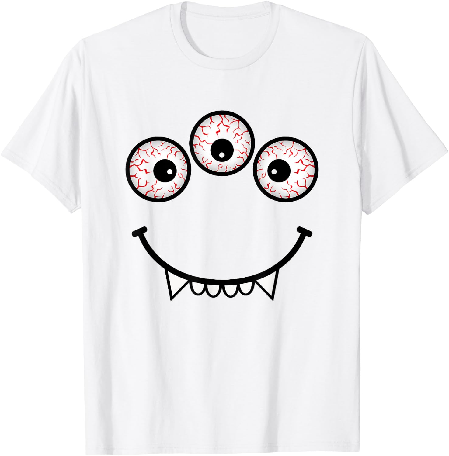 Three Eyed Monster Face Funny Halloween Costume T-Shirt - T-Shirt | White