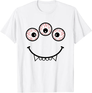 Three Eyed Monster Face Funny Halloween Costume T-Shirt - T-Shirt | White