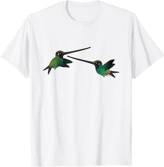 En Garde! Funny Sword-billed Hummingbirds in Battle Gift T-Shirt - T-Shirt | White
