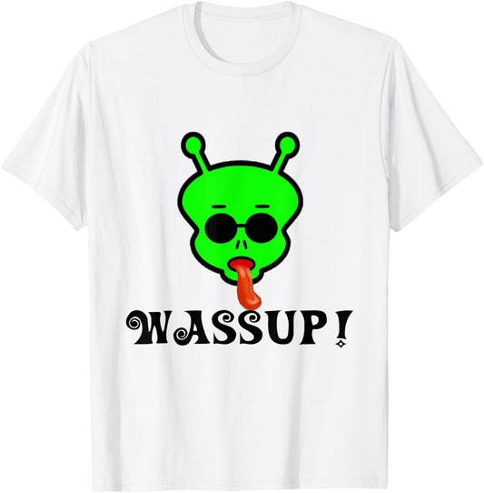 Wassup Space Alien With Tongue T-Shirt - T-Shirt | White