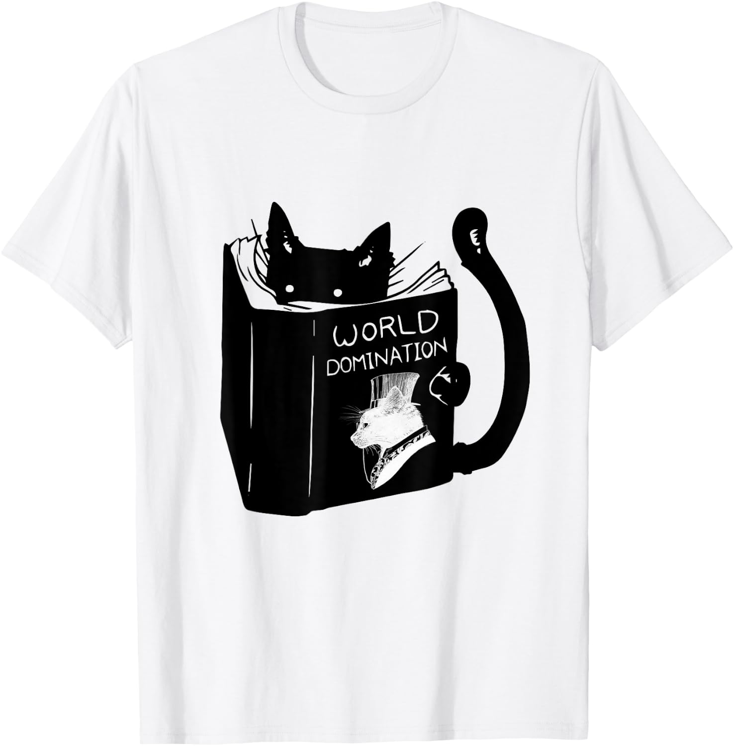 Pet Cat World Domination - -Adults, Small, White, Short Sleeve T-Shirt - T-Shirt | White