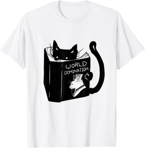 Pet Cat World Domination - -Adults, Small, White, Short Sleeve T-Shirt - T-Shirt | White
