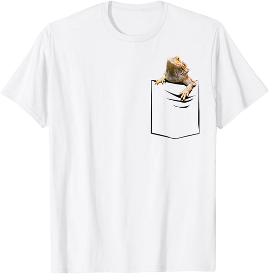 Funny Bearded Dragon In The Pocket Pogona Reptile Youth T-Shirt - T-Shirt | White