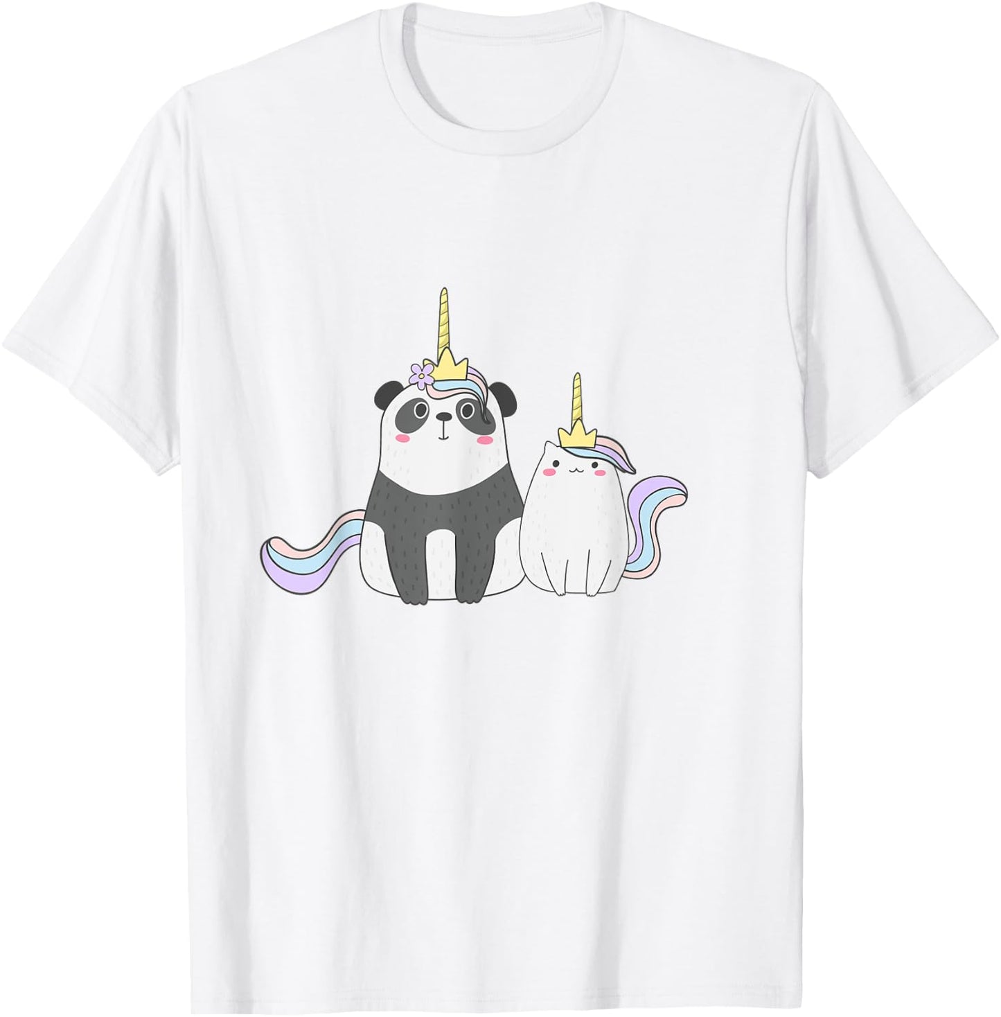 Cute Pandacorn and Caticorn Magical Creature T-Shirt - T-Shirt | White
