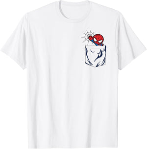 Marvel Spider-Man Left Chest Pocket Small T-Shirt - T-Shirt | White
