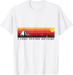I Love Peeing Outside Funny Outdoor Camper Camping Retro T-Shirt - T-Shirt | White