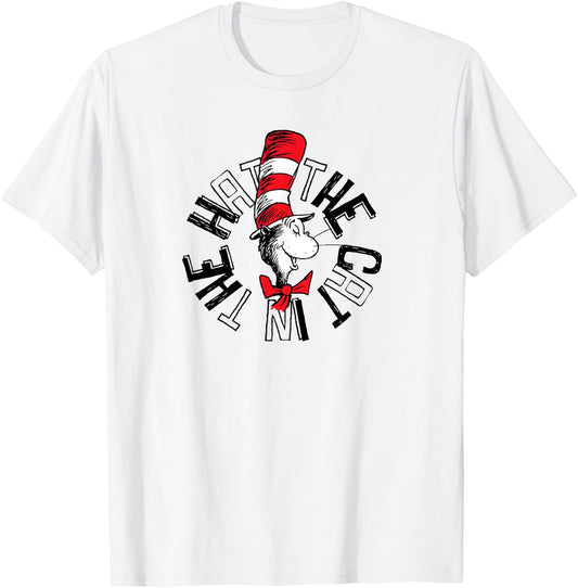 Dr. Seuss The Cat in the Hat Circle T-Shirt - T-Shirt | White