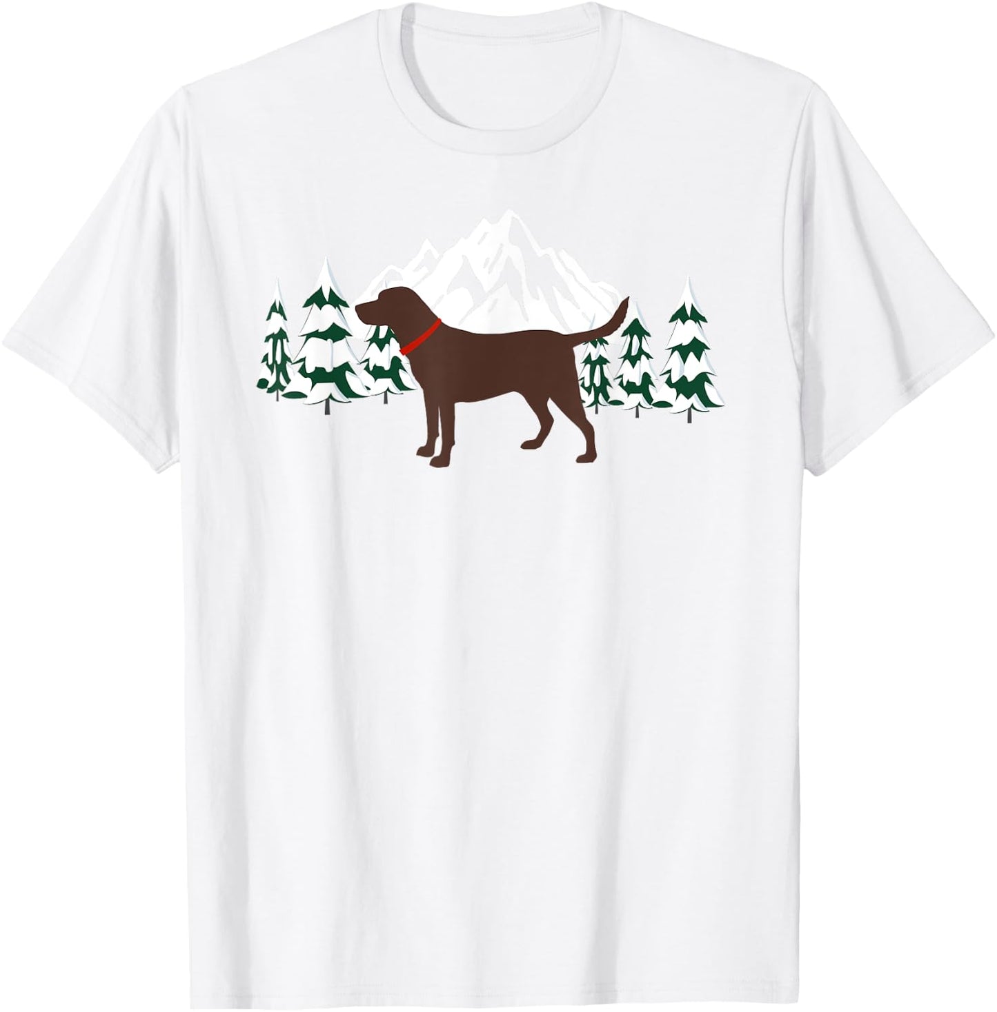 Chocolate Labrador Retriever Winter Snow Scene T-Shirt - T-Shirt | White