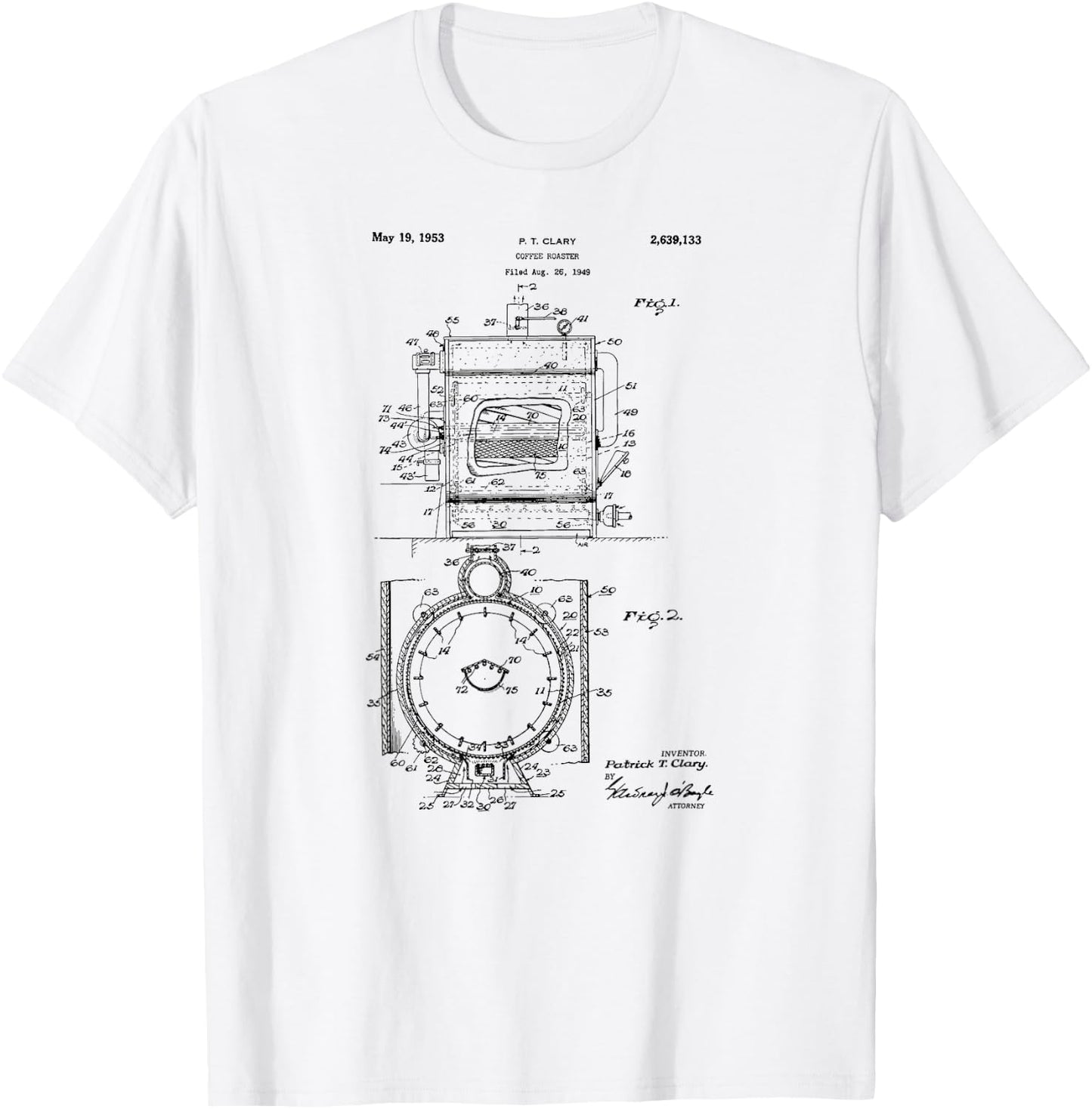 Vintage 1949 Coffee Roaster Patent Print Gift T-Shirt - T-Shirt | White