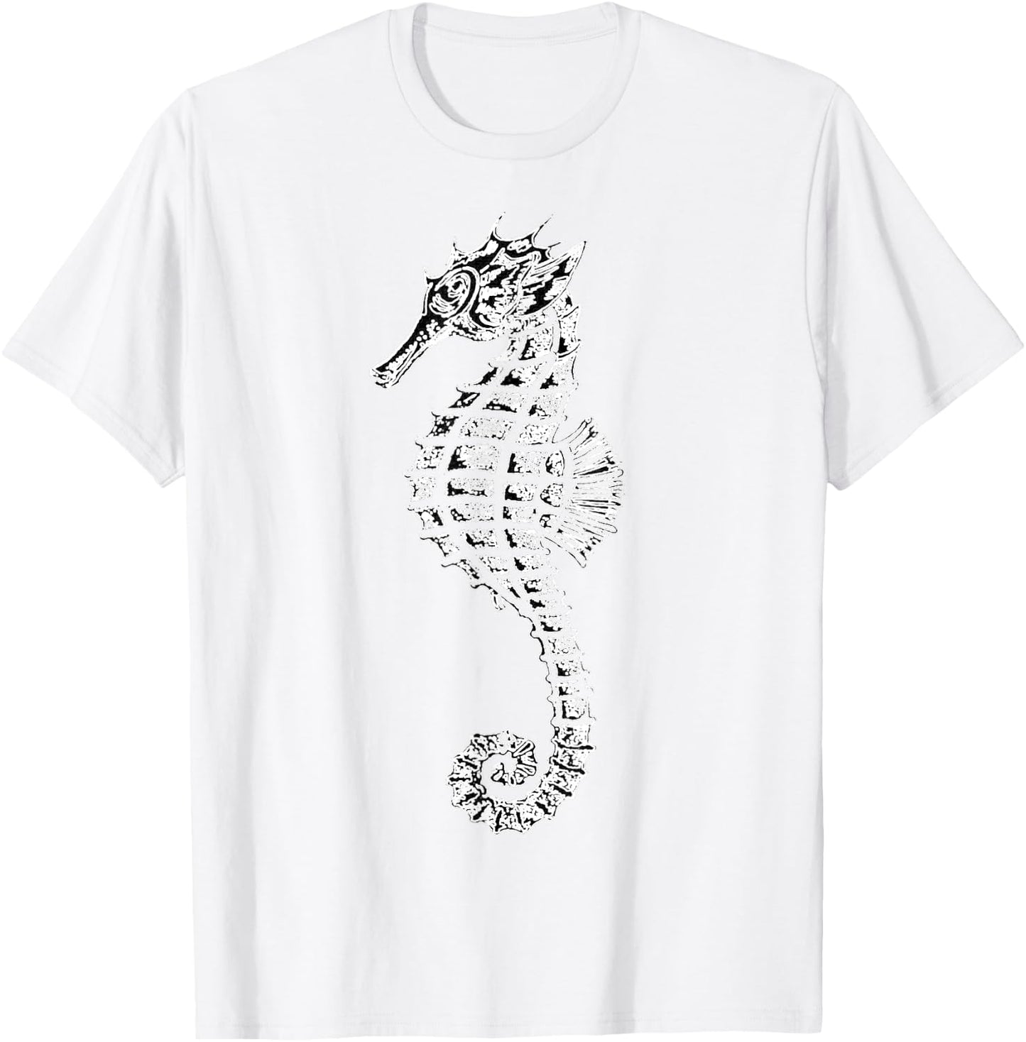 Seahorse - New Pink or Heather Artistic Print T-Shirt - T-Shirt | White