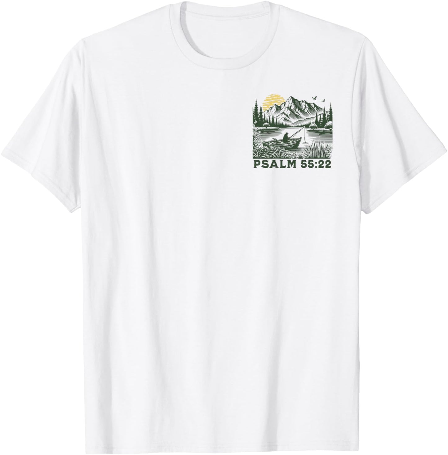 [2 Sided] Cast Your Cares On The Lord, Bible Verse Fishing T-Shirt - T-Shirt | White
