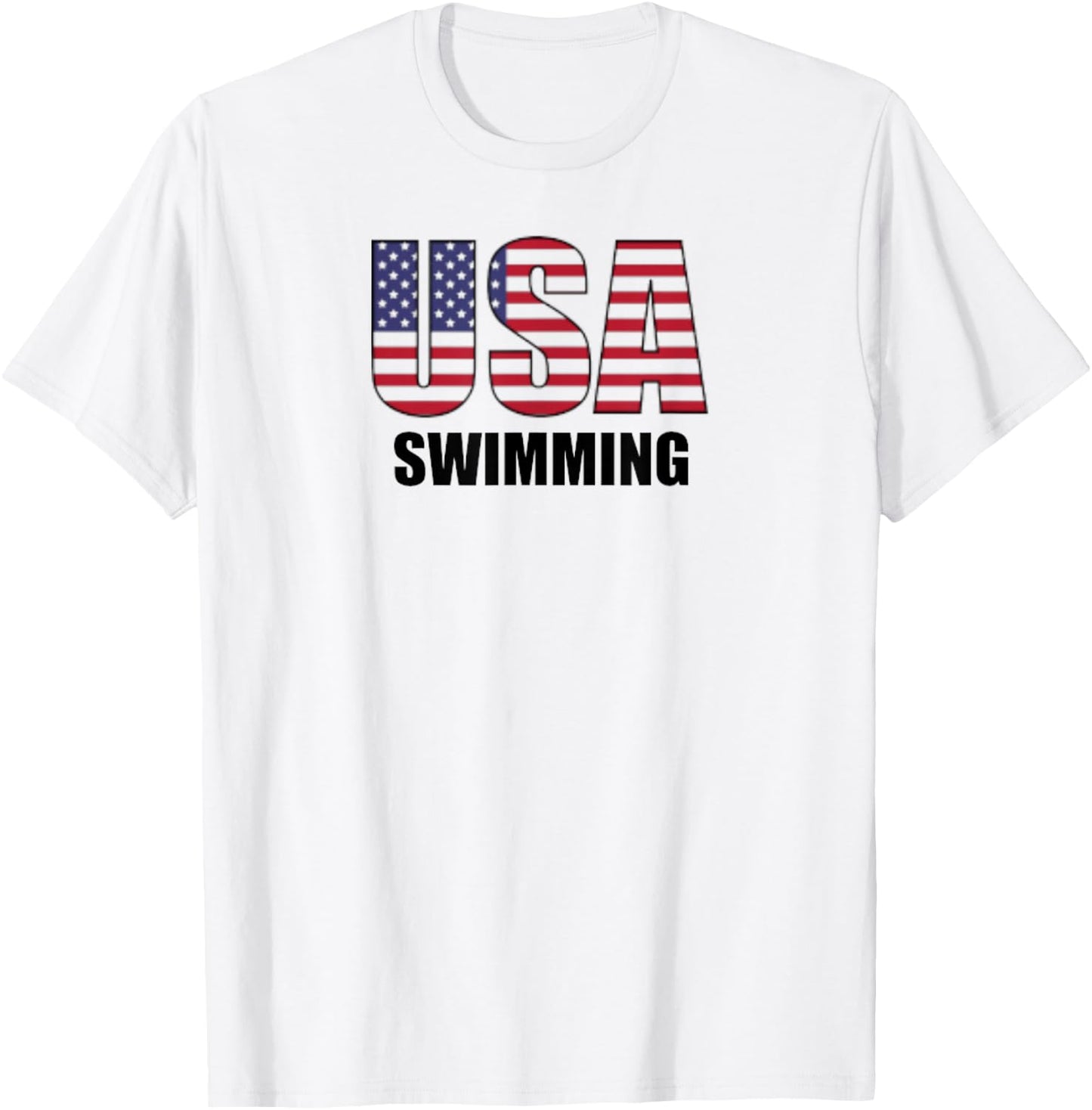 USA Swimming American Flag Team Sport Support T Shirt T-Shirt - T-Shirt | White