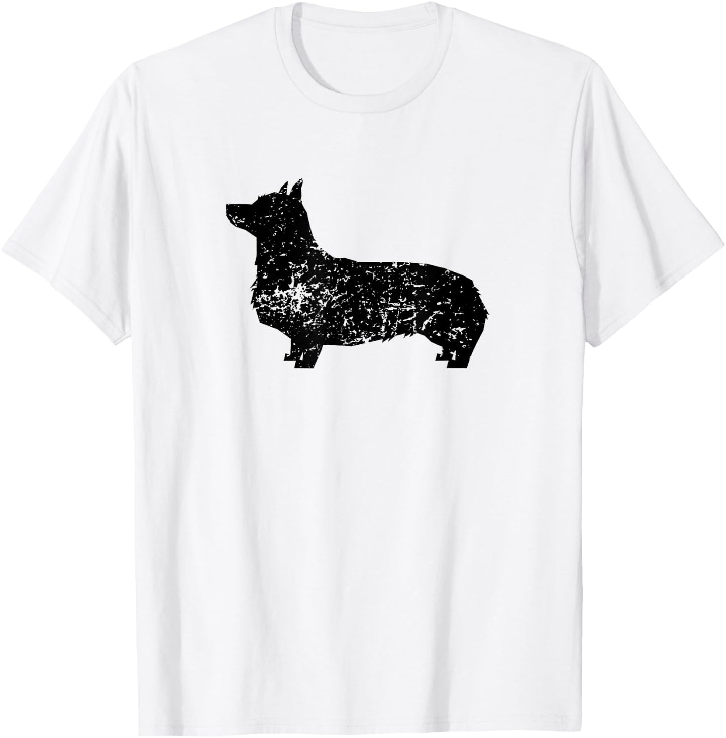 Distressed Corgi Silhouette Dog Owner T-Shirt - T-Shirt | White