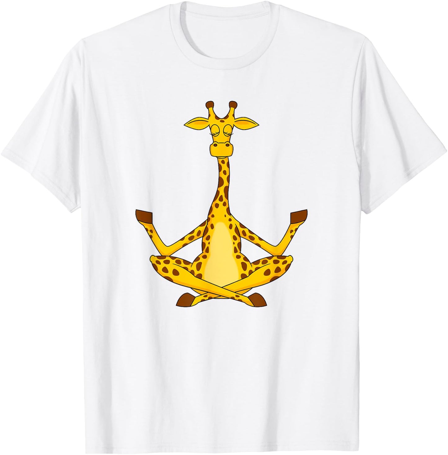 Meditation Giraffe Cartoon Animals Yoga & Fitness Lover T-Shirt - T-Shirt | White