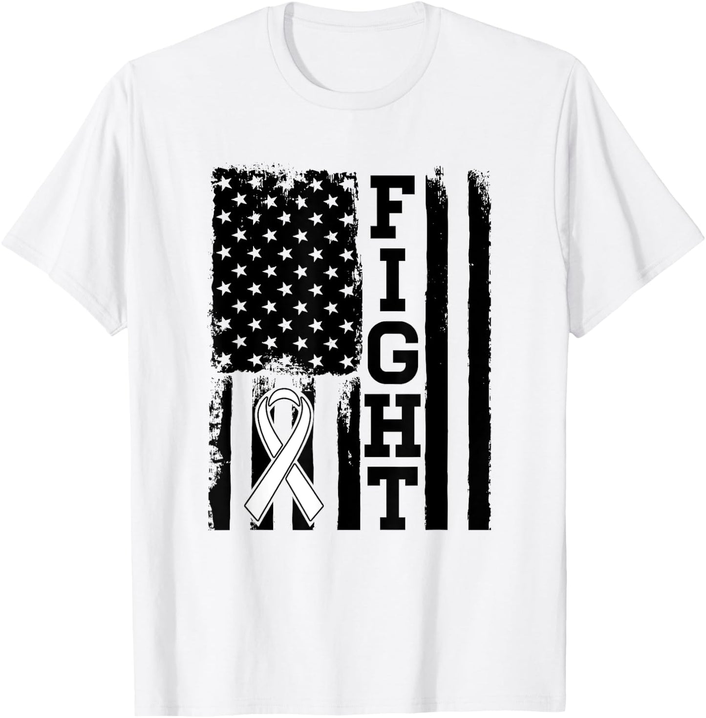 Fight Flag - Lung Cancer Shirt Gift Lung Cancer Fighter T-Shirt - T-Shirt | White