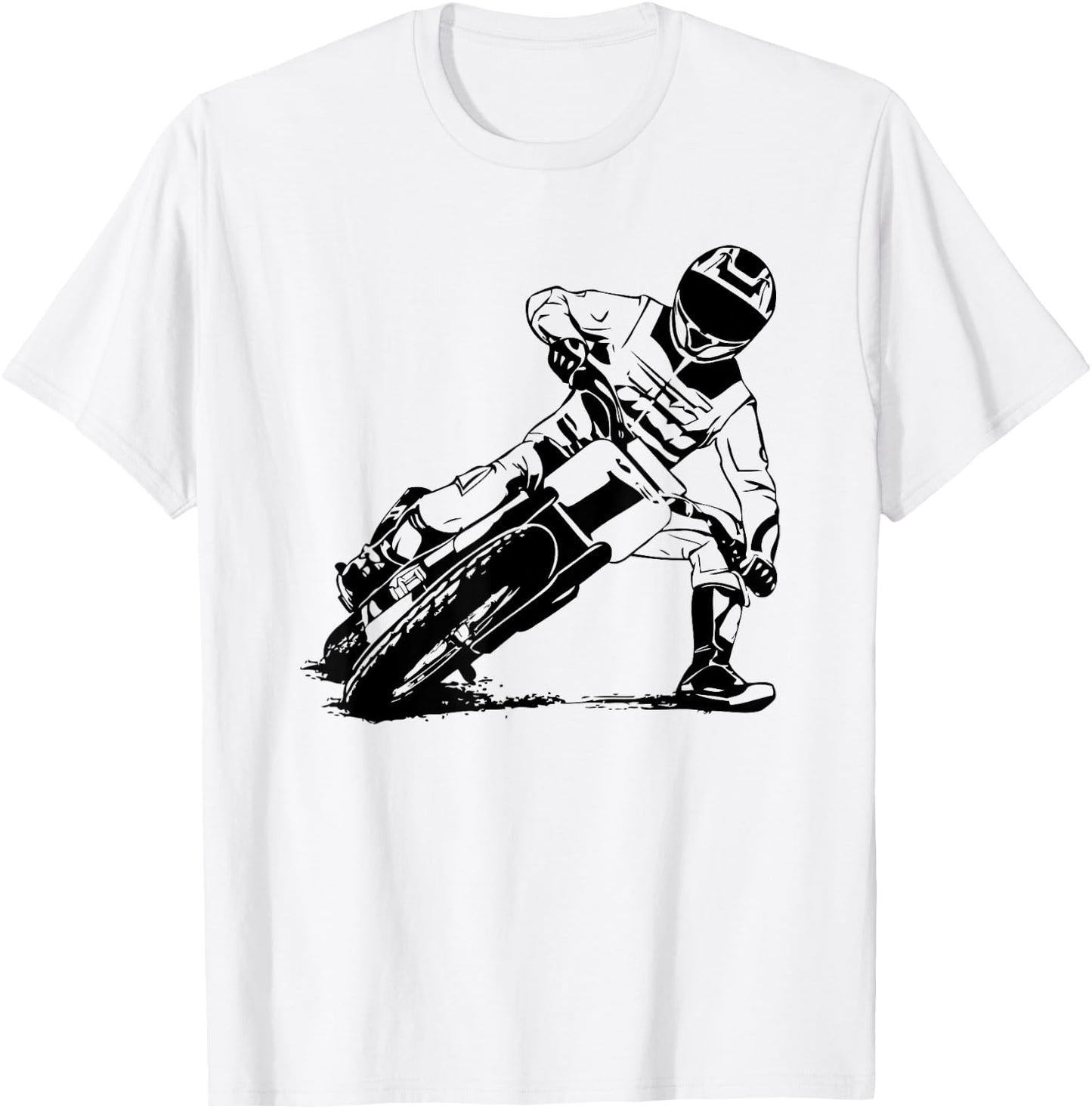 Flat Track Rider Motorcycle Speedway T-Shirt - T-Shirt | White