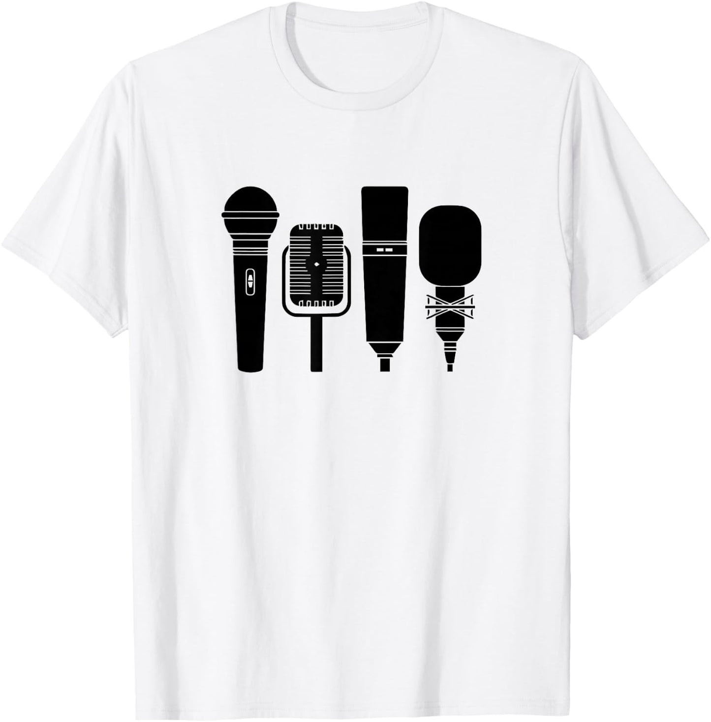 Different Unique Microphone Graphic T-Shirt - T-Shirt | White