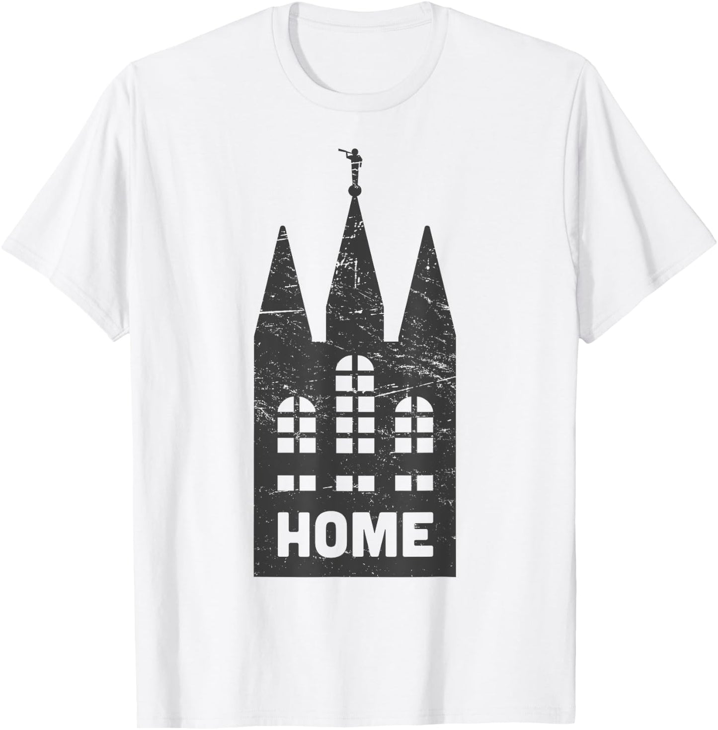 Mormon LDS Temple "Home" Distressed T-Shirt - T-Shirt | White