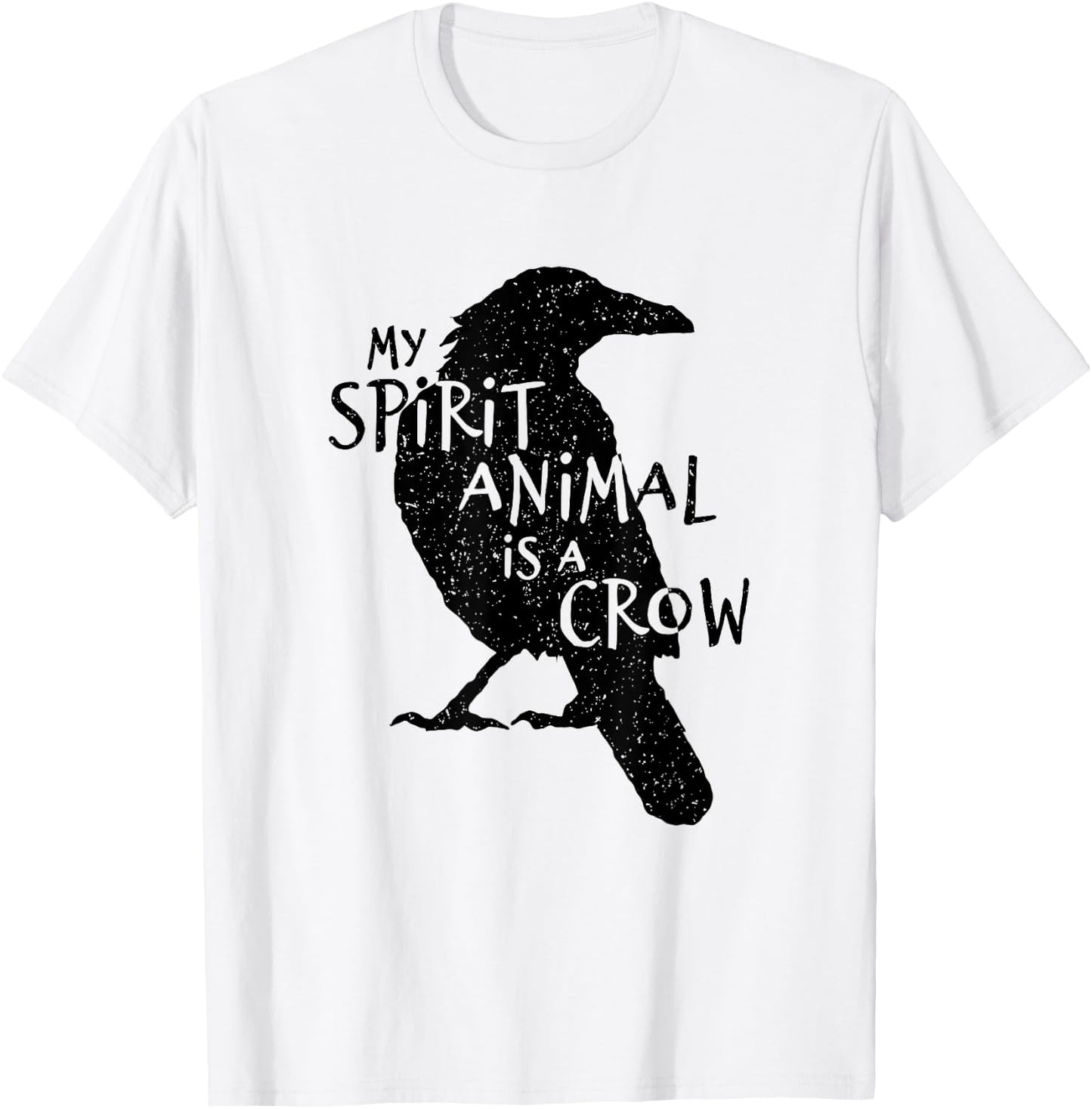 Black Crow Silhouette My Spirit Animal Is A Crow Gothic Bird T-Shirt - T-Shirt | White