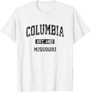 Columbia Missouri MO Vintage Athletic Sports Design T-Shirt - T-Shirt | White