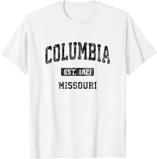 Columbia Missouri MO Vintage Athletic Sports Design T-Shirt - T-Shirt | White