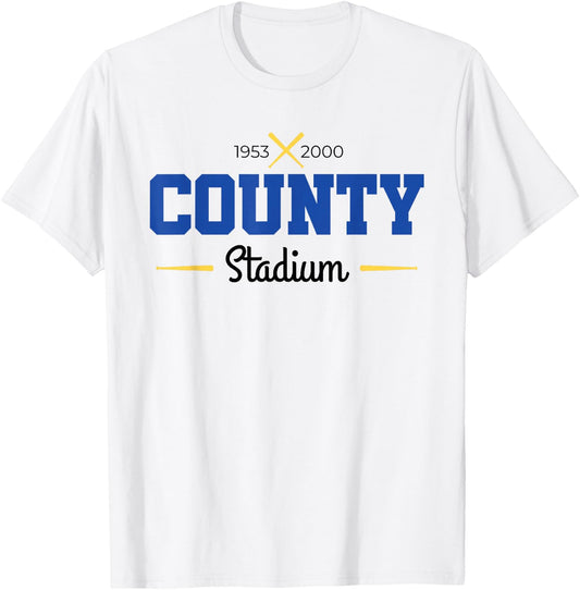 County Stadium Milwaukee Baseball T-Shirt - T-Shirt | White