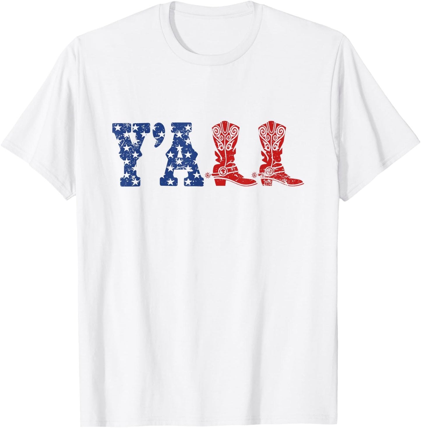 Y'ALL American Flag Western Country Cowgirl T-Shirt - T-Shirt | White