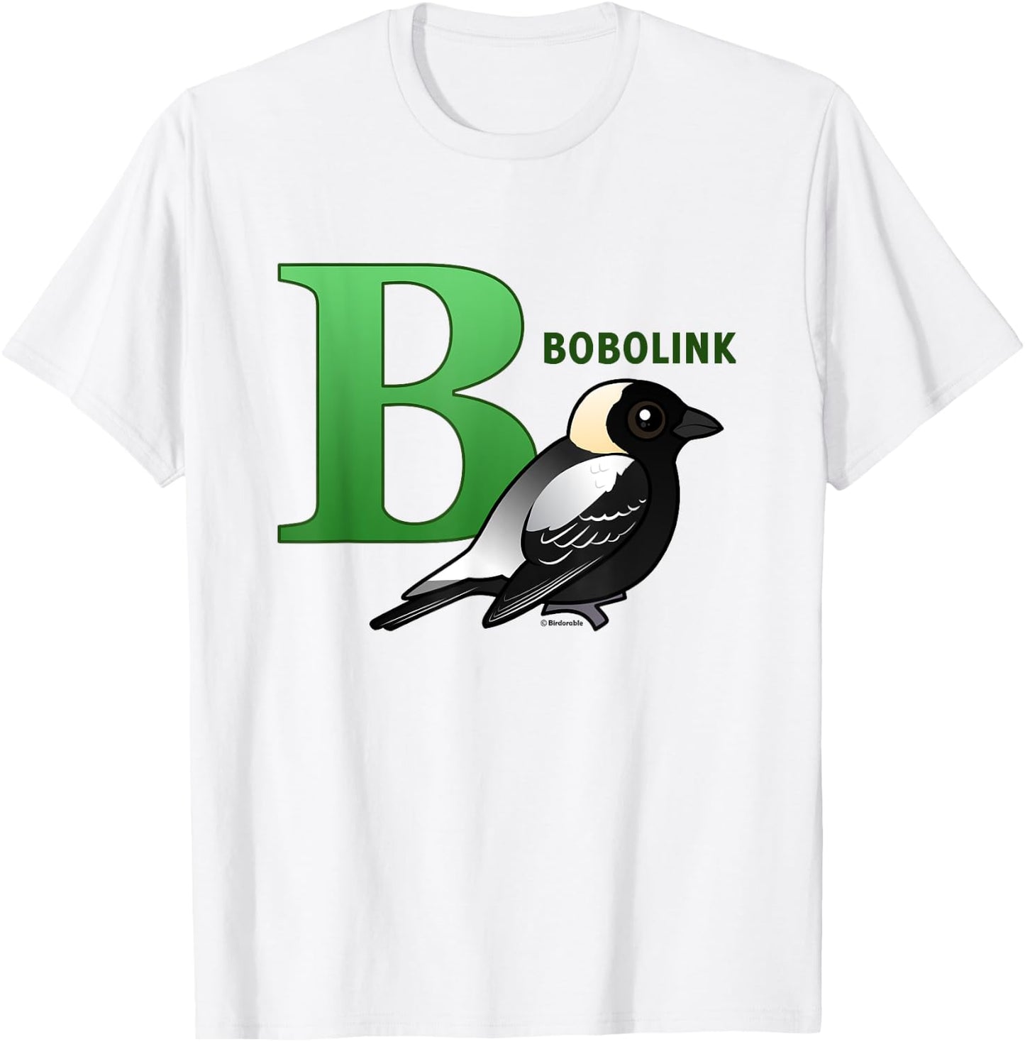 B is for Bobolink Cute Cartoon Bird Design | Bird Alphabet T-Shirt - T-Shirt | White