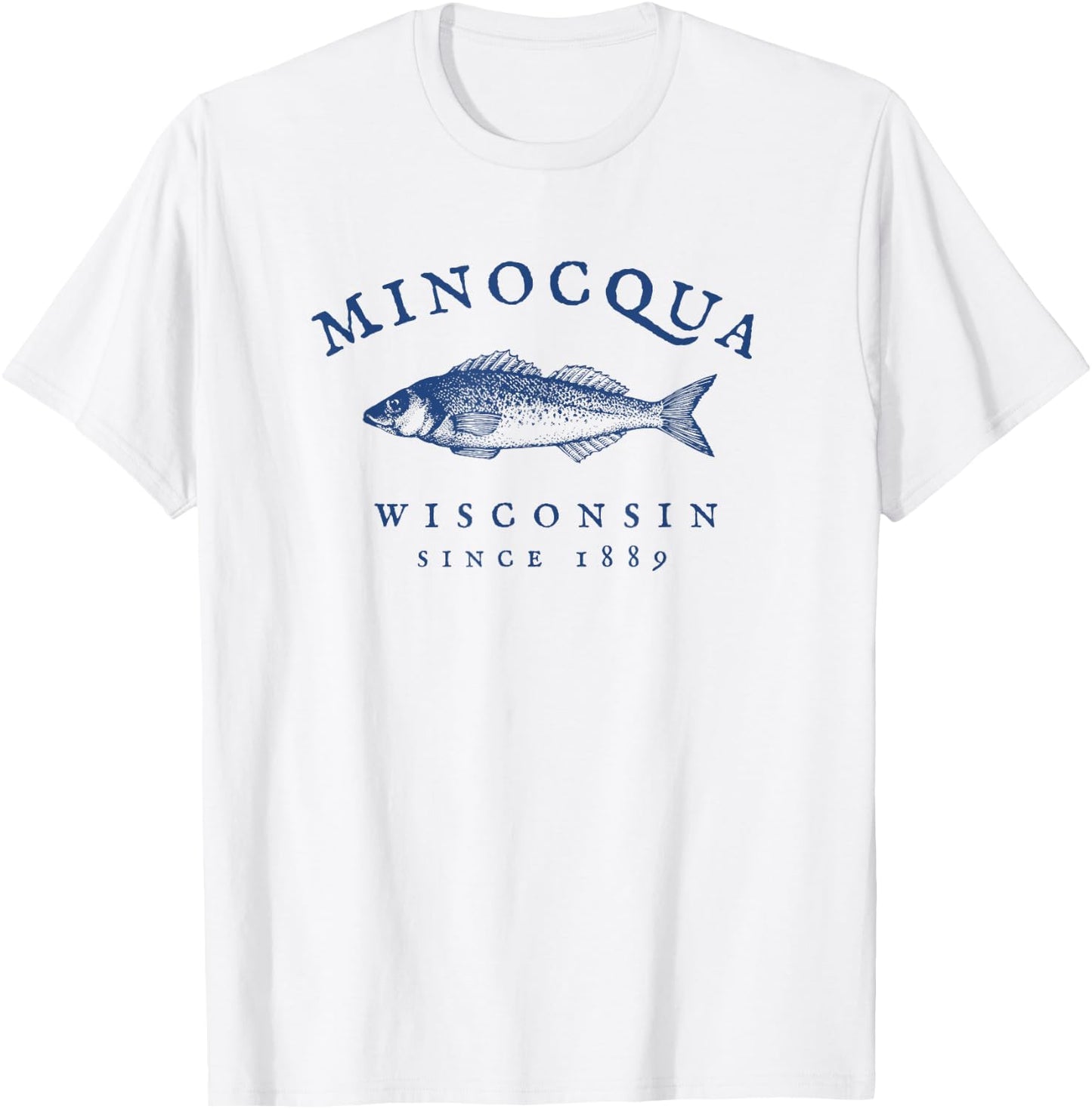 Retro Minocqua Wisconsin Fishing T-Shirt - T-Shirt | White
