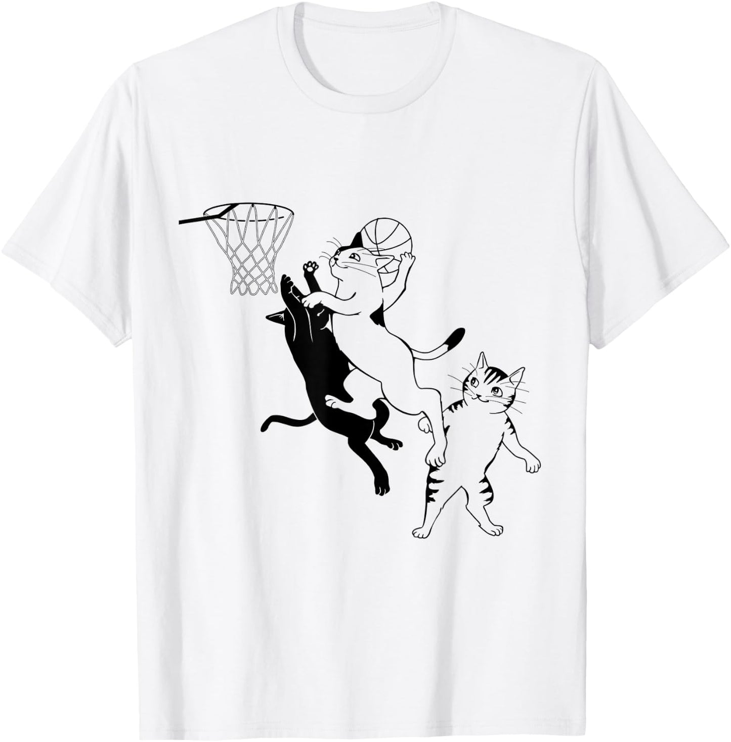 Cats Playing Basketball T-Shirt - T-Shirt | White