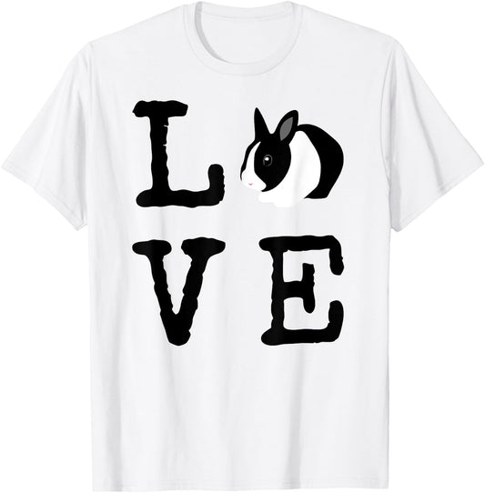Love Bunny Animal Dutch Rabbit T-Shirt - T-Shirt | White