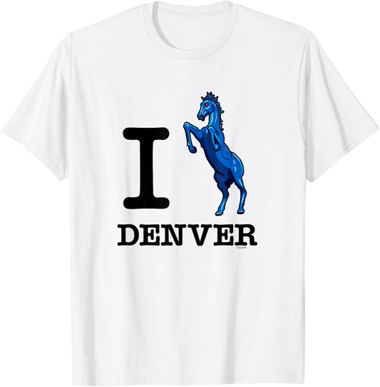 I Love Denver Blucifer Evil Blue Horse Shirt T-Shirt - T-Shirt | White