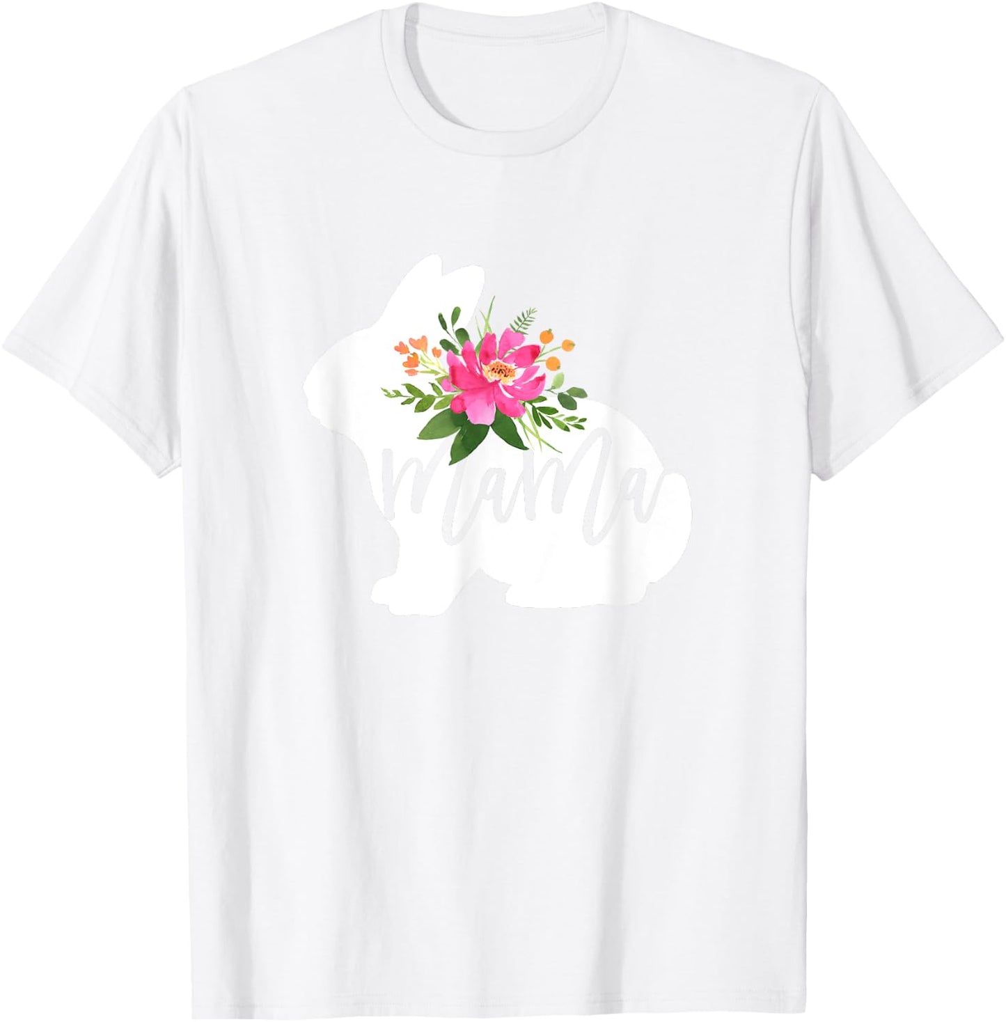 Mama Bunny Floral Mommy Easter Mom Rabbit Lover Woman T-Shirt - T-Shirt | White