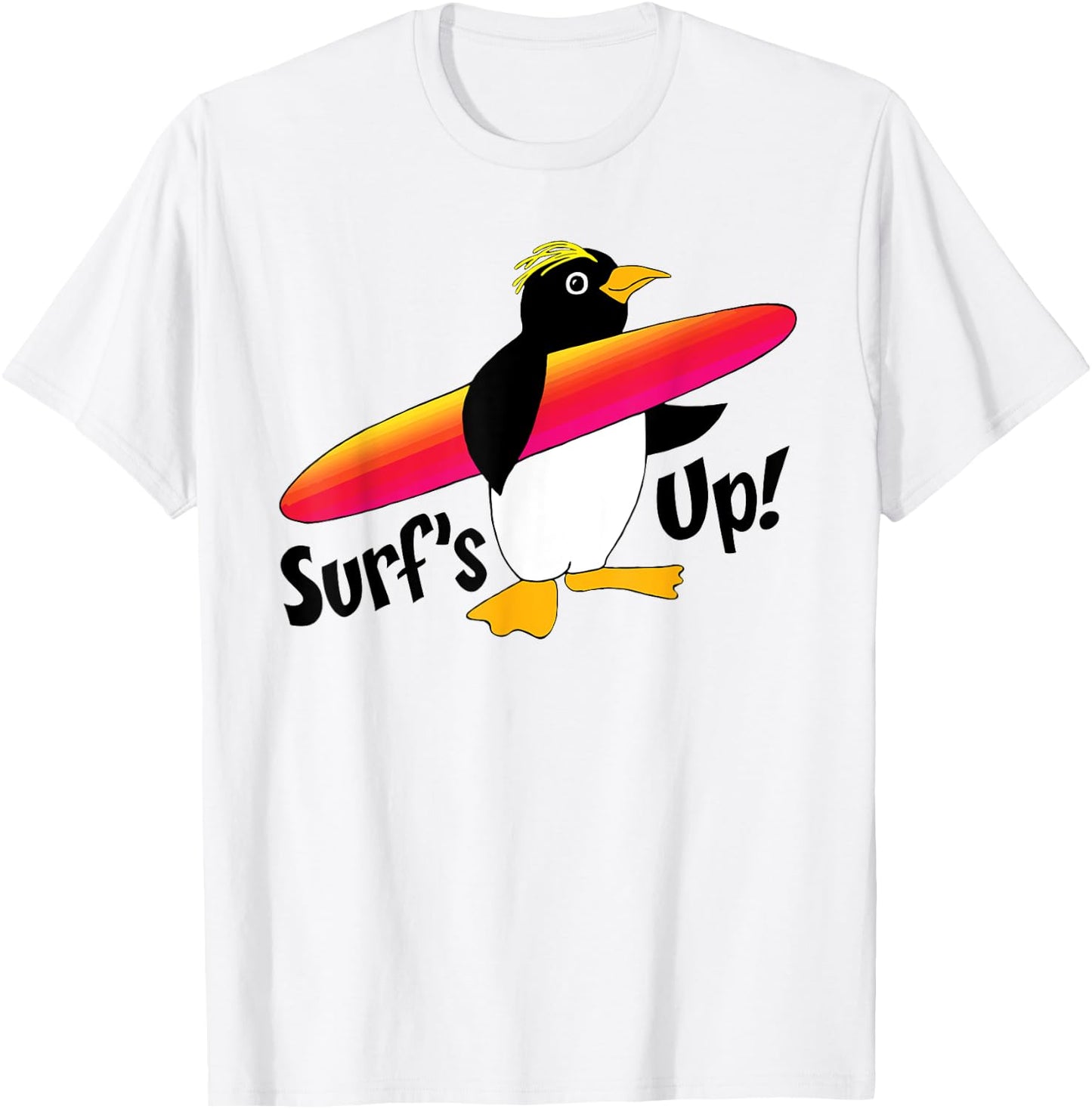 Cute Surfer Penguin T-Shirt - T-Shirt | White