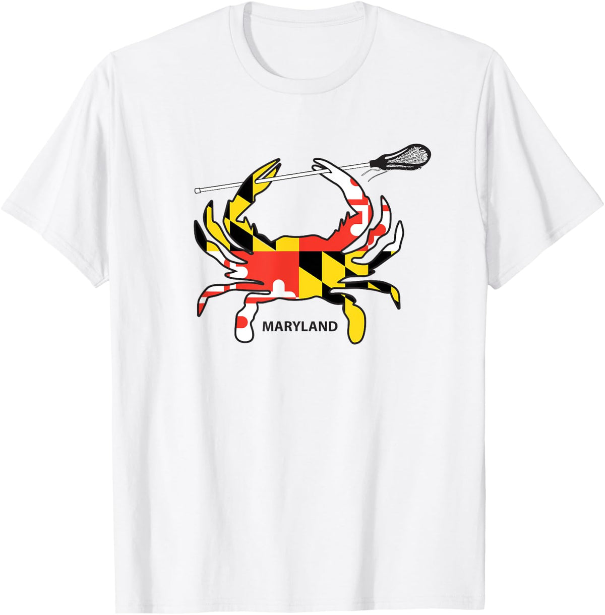 Maryland Crab Lacrosse Shirt, MD LAX, Maryland Lacrosse T-Shirt - T-Shirt | White