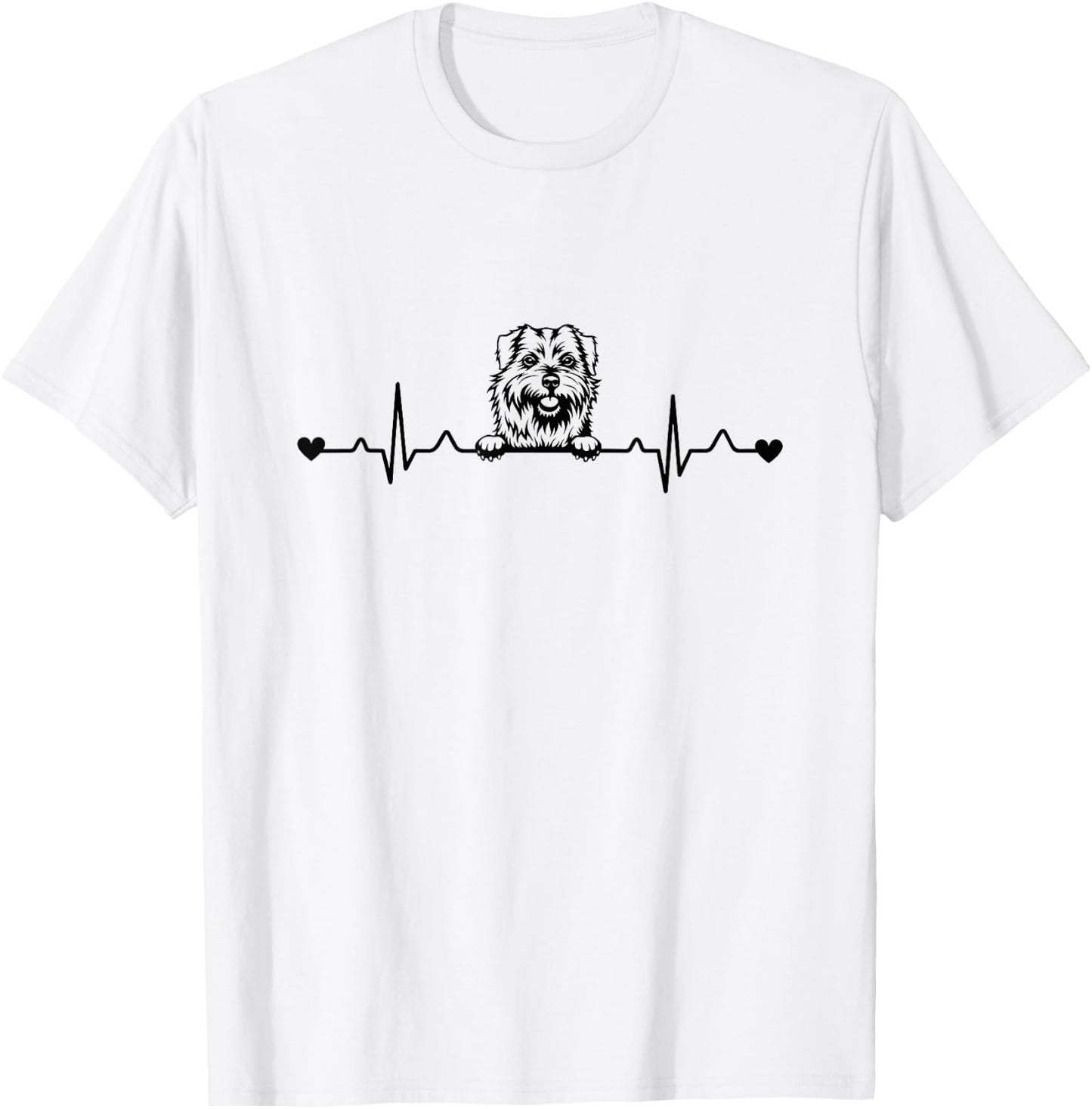 Cute Norfolk Terrier Dog Heartbeat Pulse ECG T-Shirt - T-Shirt | White
