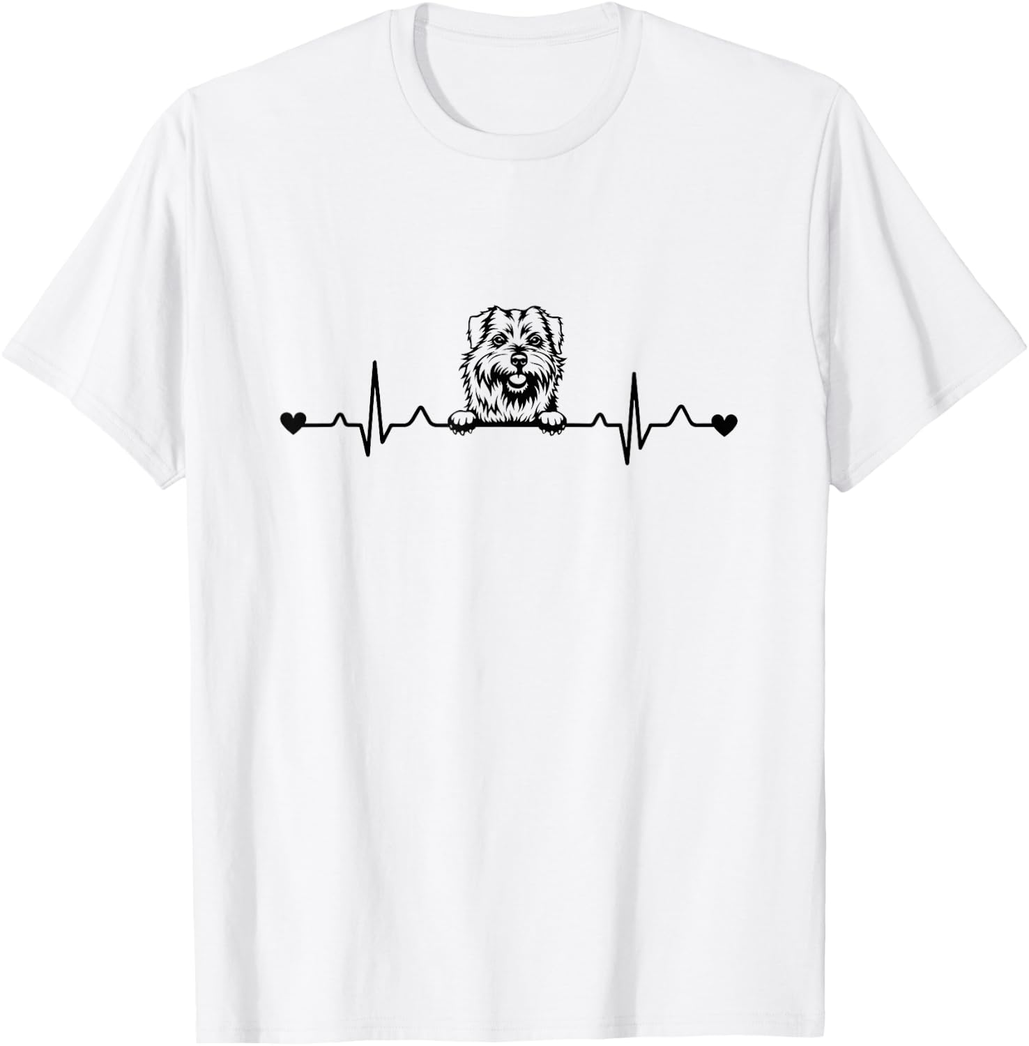 Cute Norfolk Terrier Dog Heartbeat Pulse ECG T-Shirt - T-Shirt | White