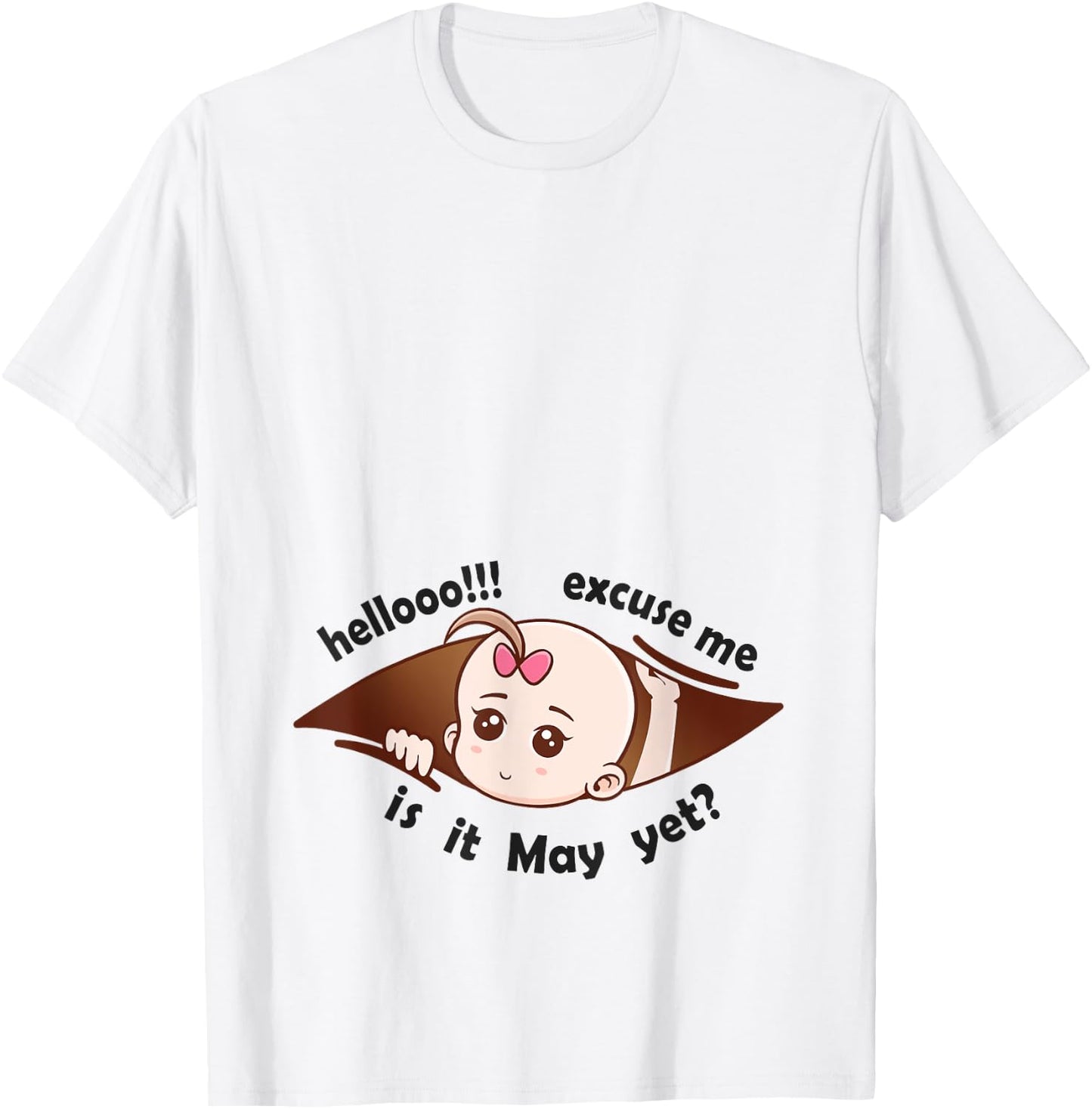 May to be Born Baby Girl Pregnancy Announcement Mother Gift T-Shirt - T-Shirt | White