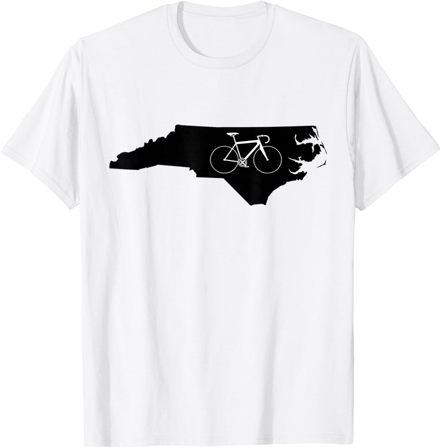 Bicycle North Carolina Shirt, Cyclist , State Road Bike T-Shirt - T-Shirt | White