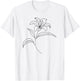 Line Art Lily Flowers T-Shirt - T-Shirt | White