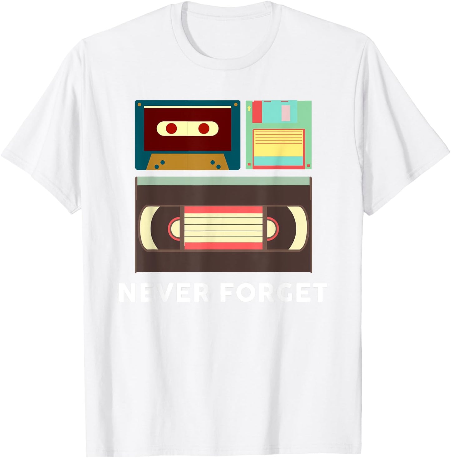 Funny Never Forget Floppy Disk, VHS and Casette Tapes Shirts T-Shirt - T-Shirt | White