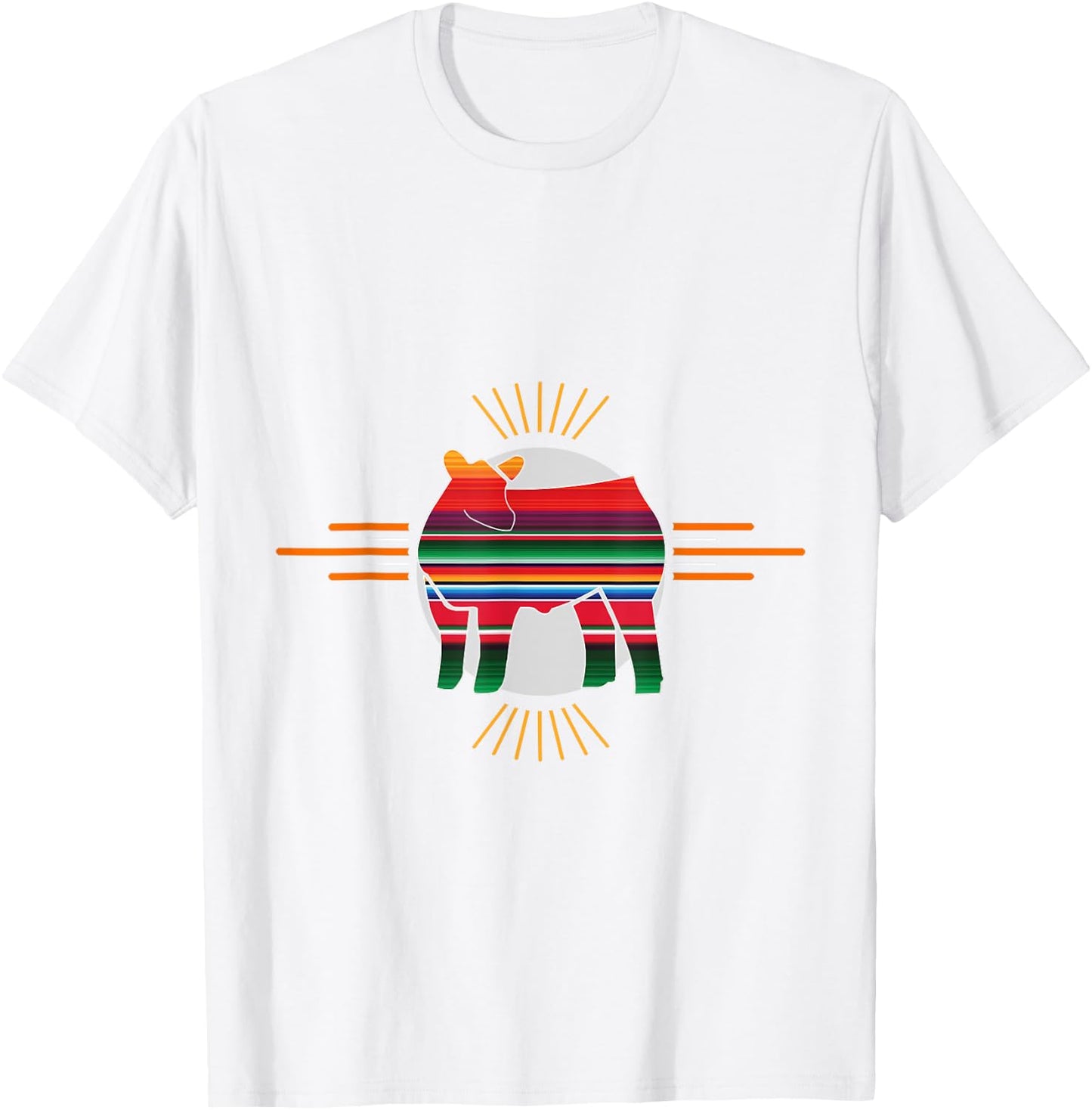 Serape Show Steer Livestock Shirt T-Shirt - T-Shirt | White