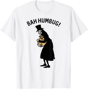Stingy Miser Anti Christmas Carol Scrooge Top Hat Bah Humbug T-Shirt - T-Shirt | White