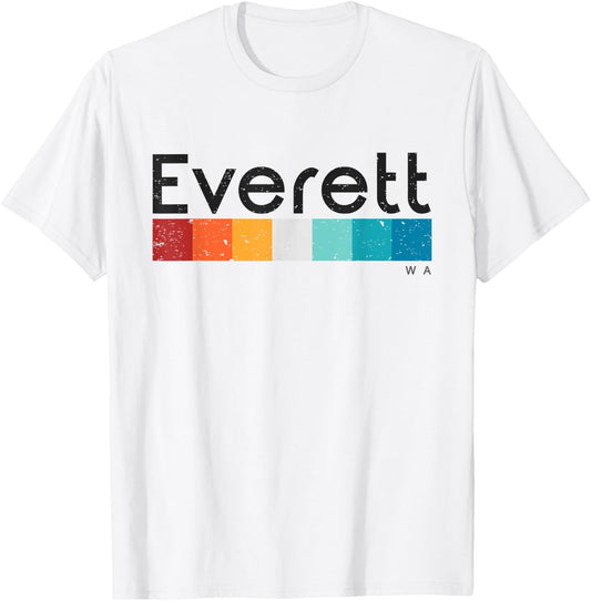 Vintage Everett WA 1980s Retro Design T-Shirt - T-Shirt | White