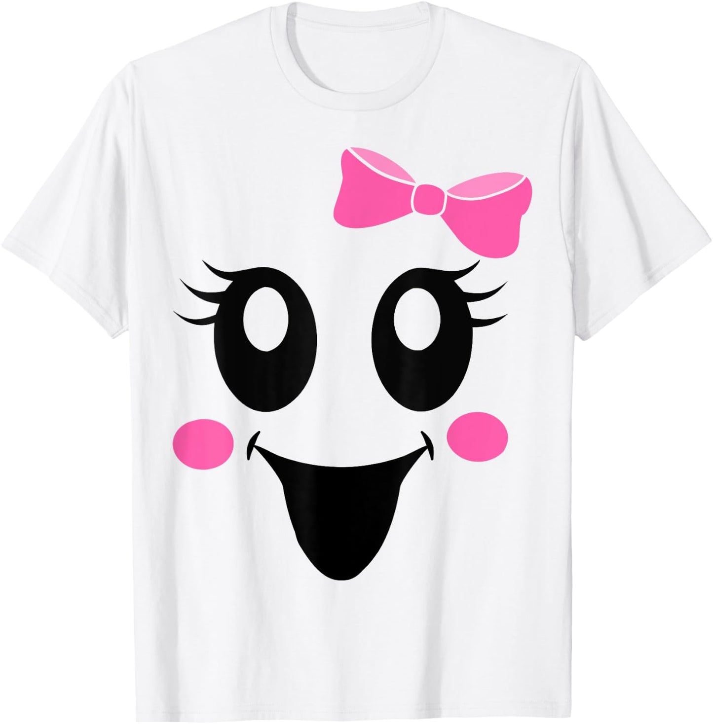 Cute female ghost with girls face and bow halloween party T-Shirt - T-Shirt | White